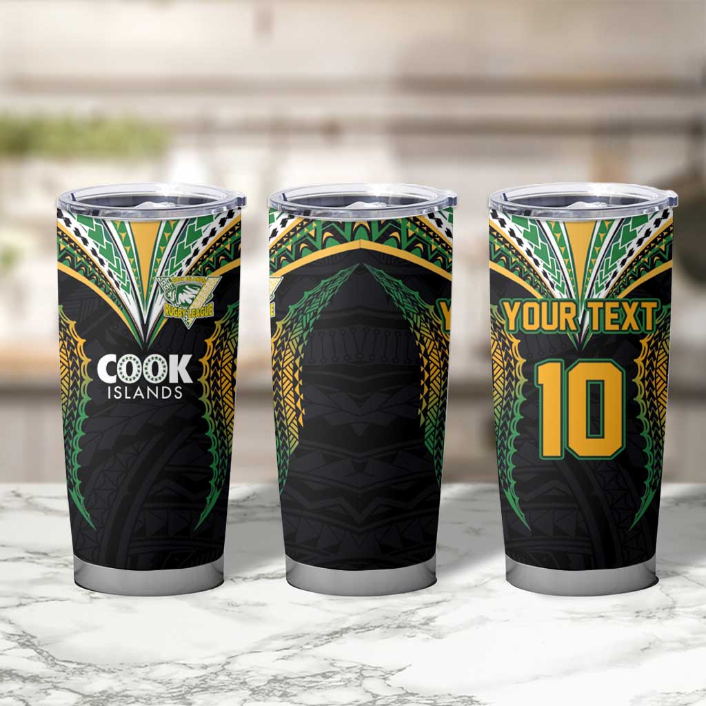 Custom Cook Island Rugby League 2025 Tumbler Cup Tatau Tribal Pattern-Special Edition Black Color