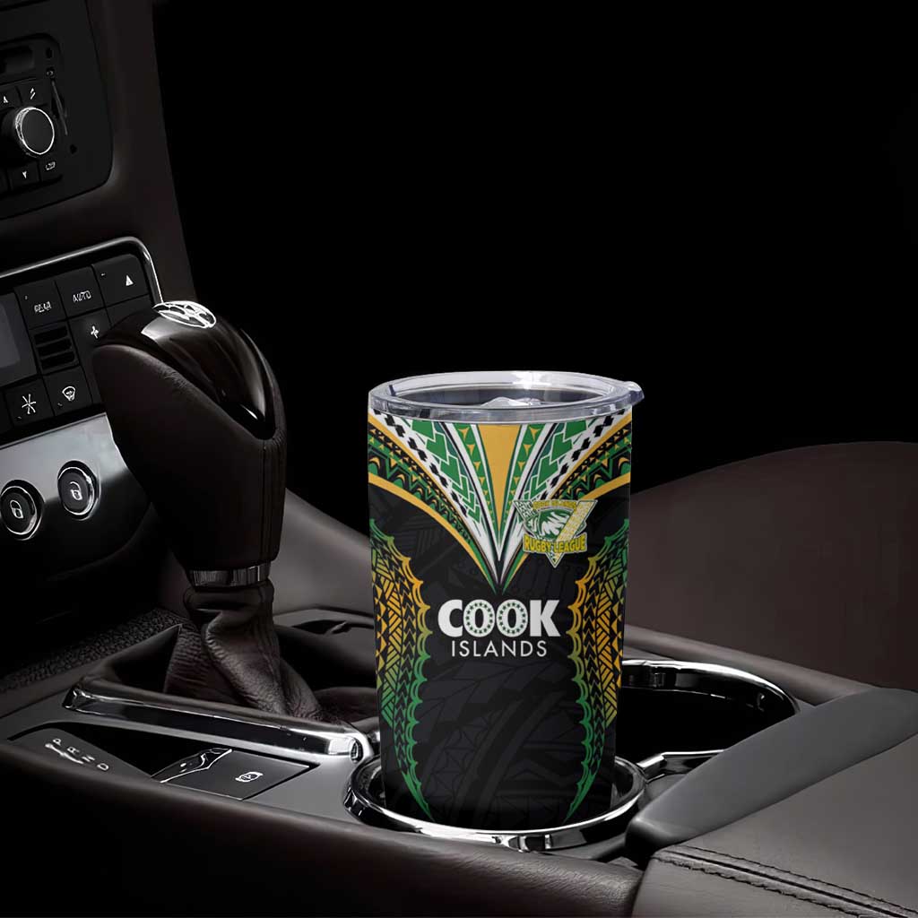 Custom Cook Island Rugby League 2025 Tumbler Cup Tatau Tribal Pattern-Special Edition Black Color