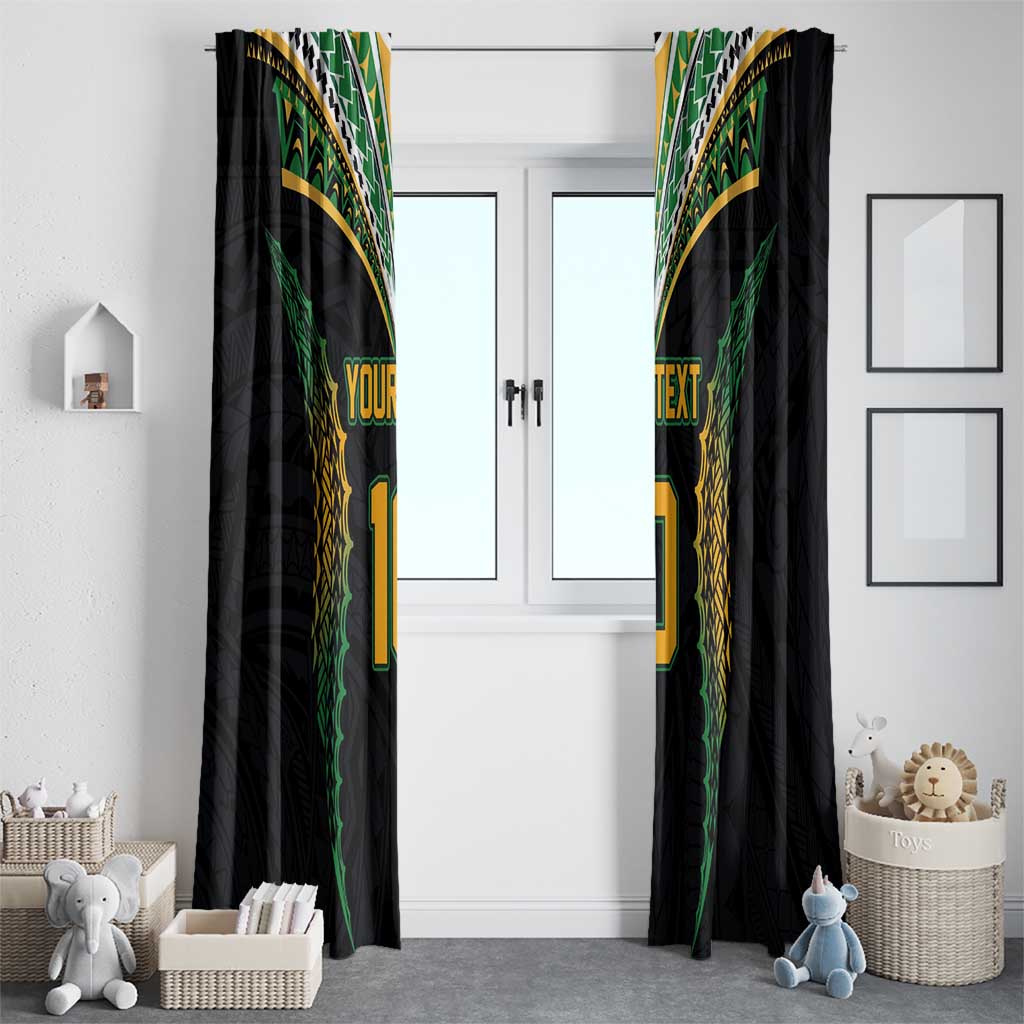 Custom Cook Islands Rugby League Window Curtain Tatau Tribal Pattern-Special Edition Black Color