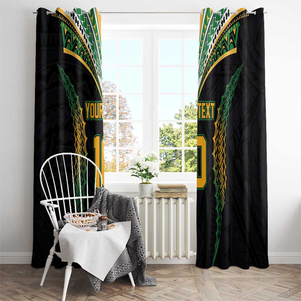 Custom Cook Islands Rugby League Window Curtain Tatau Tribal Pattern-Special Edition Black Color