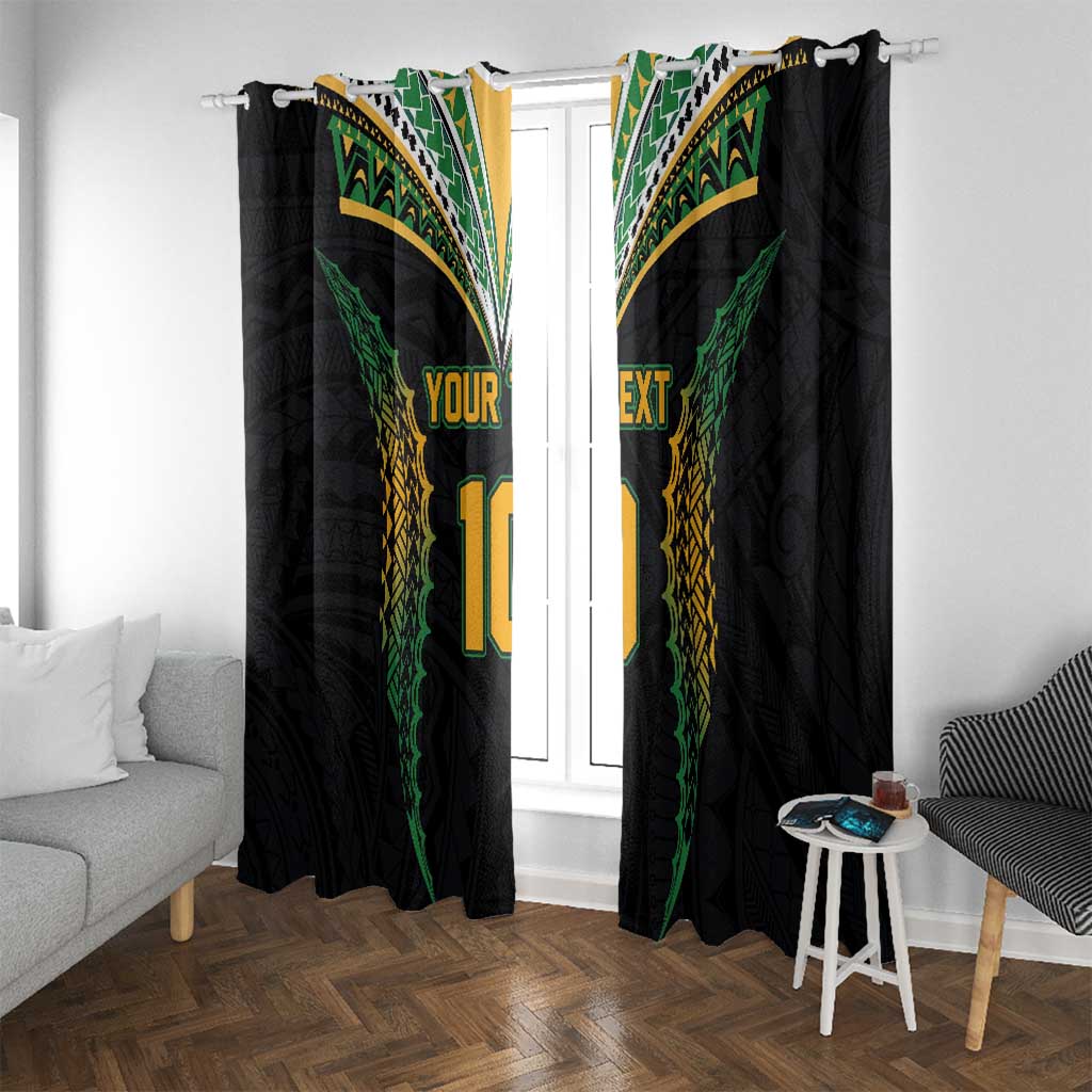 Custom Cook Islands Rugby League Window Curtain Tatau Tribal Pattern-Special Edition Black Color