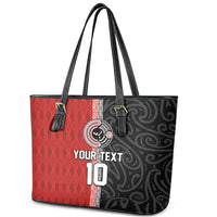 Custom Tonga and New Zealand Rugby Leather Tote Bag Maori Mix Ngatu Pattern