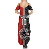 Custom Tonga and New Zealand Rugby Summer Maxi Dress Maori Mix Ngatu Pattern
