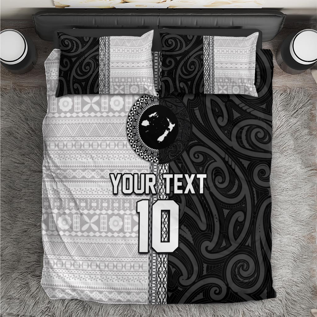 Custom Fiji and New Zealand Rugby Bedding Set Tapa Mix Maori Pattern