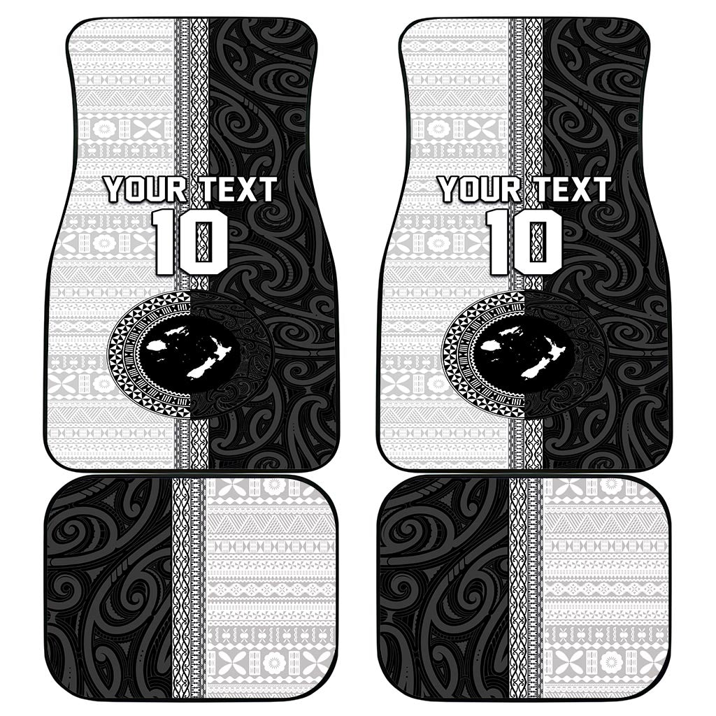 Custom Fiji and New Zealand Rugby Car Mats Tapa Mix Maori Pattern