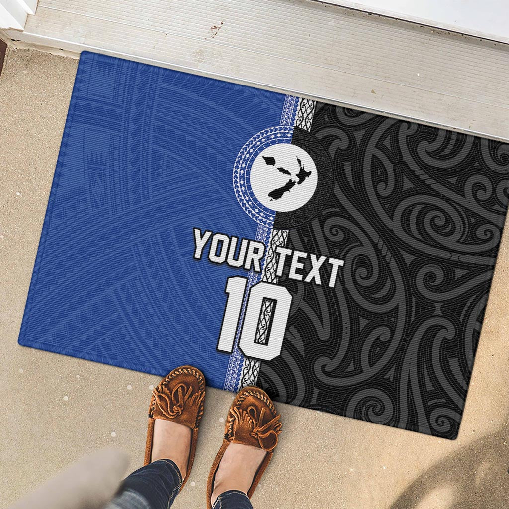Custom Samoa and New Zealand Rugby Rubber Doormat Teuila Samoan and Maori Warrior