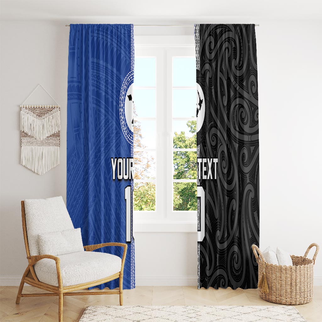 Custom Samoa and New Zealand Rugby Window Curtain Teuila Samoan and Maori Warrior