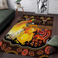 Australia and Papua New Guinea Together Area Rug Kangaroo Aboriginal Art and Bird-of-paradise Oro Tribal Motifs - Polynesian Pride
