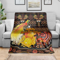 Australia and Papua New Guinea Together Blanket Kangaroo Aboriginal Art and Bird-of-paradise Oro Tribal Motifs - Polynesian Pride
