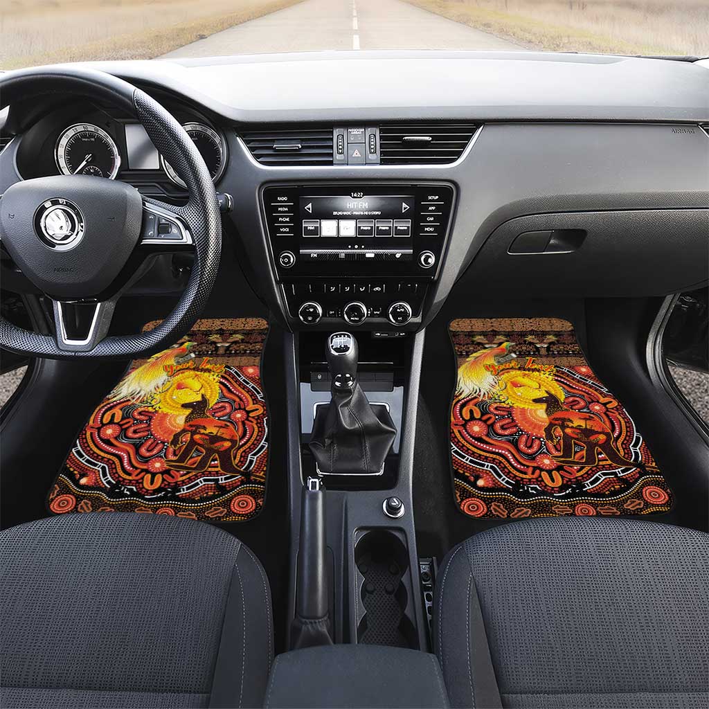 Personalized Australia and Papua New Guinea Together Car Mats Kangaroo Aboriginal Art and Bird-of-paradise Oro Tribal Motifs - Polynesian Pride