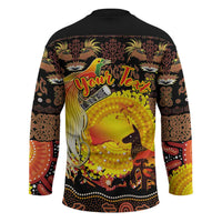 Personalized Australia and Papua New Guinea Together Hockey Jersey Kangaroo Aboriginal Art and Bird-of-paradise Oro Tribal Motifs - Polynesian Pride