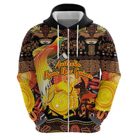 Personalized Australia and Papua New Guinea Together Hoodie Kangaroo Aboriginal Art and Bird-of-paradise Oro Tribal Motifs - Polynesian Pride