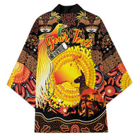 Personalized Australia and Papua New Guinea Together Kimono Kangaroo Aboriginal Art and Bird-of-paradise Oro Tribal Motifs LT03 - Polynesian Pride