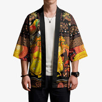 Personalized Australia and Papua New Guinea Together Kimono Kangaroo Aboriginal Art and Bird-of-paradise Oro Tribal Motifs LT03 - Polynesian Pride