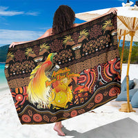Australia and Papua New Guinea Together Sarong Kangaroo Aboriginal Art and Bird-of-paradise Oro Tribal Motifs - Polynesian Pride