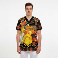 Personalized Australia and Papua New Guinea Together Scrub Top Kangaroo Aboriginal Art and Bird-of-paradise Oro Tribal Motifs - Polynesian Pride