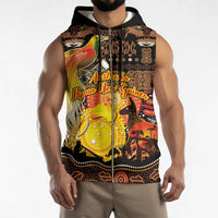 Personalized Australia and Papua New Guinea Together Sleeveless Zip Hoodie Kangaroo Aboriginal Art and Bird-of-paradise Oro Tribal Motifs - Polynesian Pride