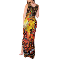 Personalized Australia and Papua New Guinea Together Tank Maxi Dress Kangaroo Aboriginal Art and Bird-of-paradise Oro Tribal Motifs - Polynesian Pride