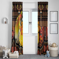 Australia and Papua New Guinea Together Window Curtain Kangaroo Aboriginal Art and Bird-of-paradise Oro Tribal Motifs - Polynesian Pride