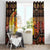 Australia and Papua New Guinea Together Window Curtain Kangaroo Aboriginal Art and Bird-of-paradise Oro Tribal Motifs - Polynesian Pride
