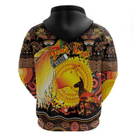 Personalized Australia and Papua New Guinea Together Zip Hoodie Kangaroo Aboriginal Art and Bird-of-paradise Oro Tribal Motifs - Polynesian Pride