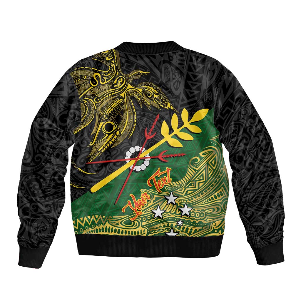Personalized Chimpu Province Papua New Guinea Bomber Jacket Bird-of-paradise Art Tattoo and Melanesian Motifs - Polynesian Pride