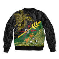Personalized Chimpu Province Papua New Guinea Bomber Jacket Bird-of-paradise Art Tattoo and Melanesian Motifs - Polynesian Pride