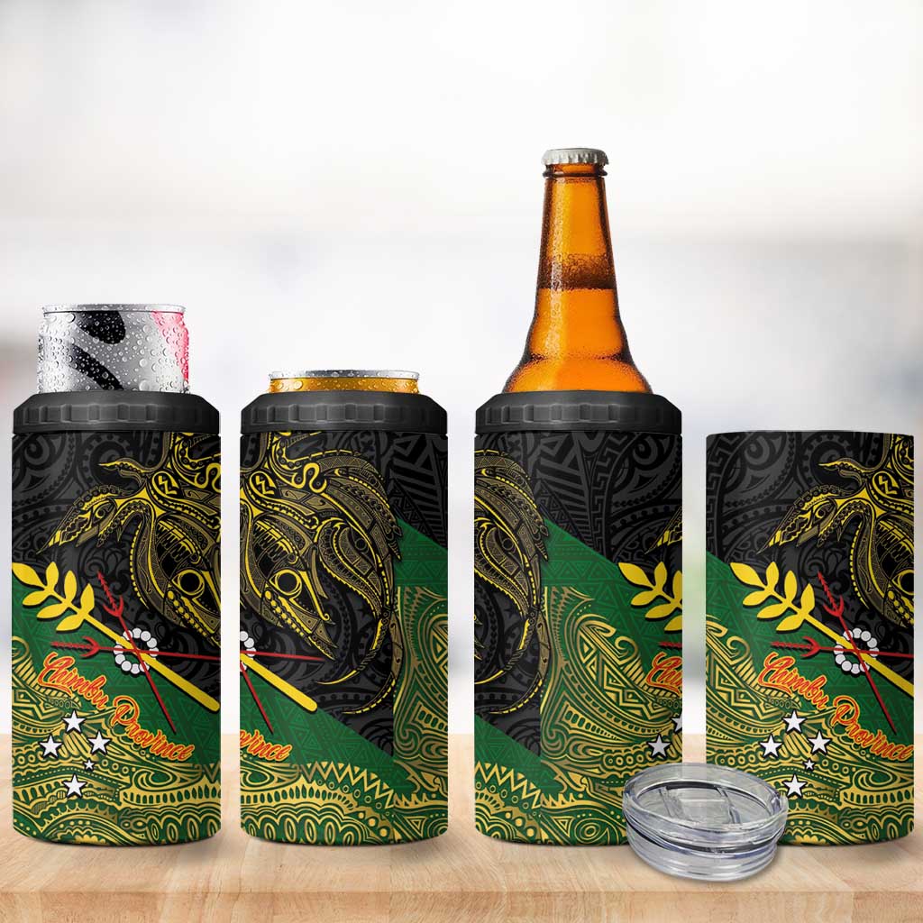 Chimpu Province Papua New Guinea 4 in 1 Can Cooler Tumbler Bird-of-paradise Art Tattoo and Melanesian Motifs - Polynesian Pride