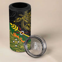 Chimpu Province Papua New Guinea 4 in 1 Can Cooler Tumbler Bird-of-paradise Art Tattoo and Melanesian Motifs - Polynesian Pride