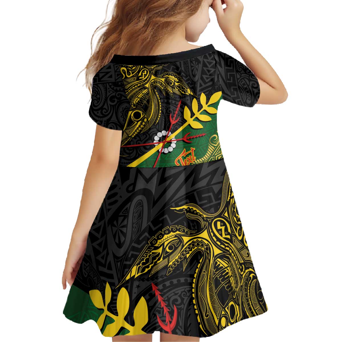 Personalized Chimpu Province Papua New Guinea Family Matching Off The Shoulder Long Sleeve Dress and Hawaiian Shirt Bird-of-paradise Art Tattoo and Melanesian Motifs - Polynesian Pride