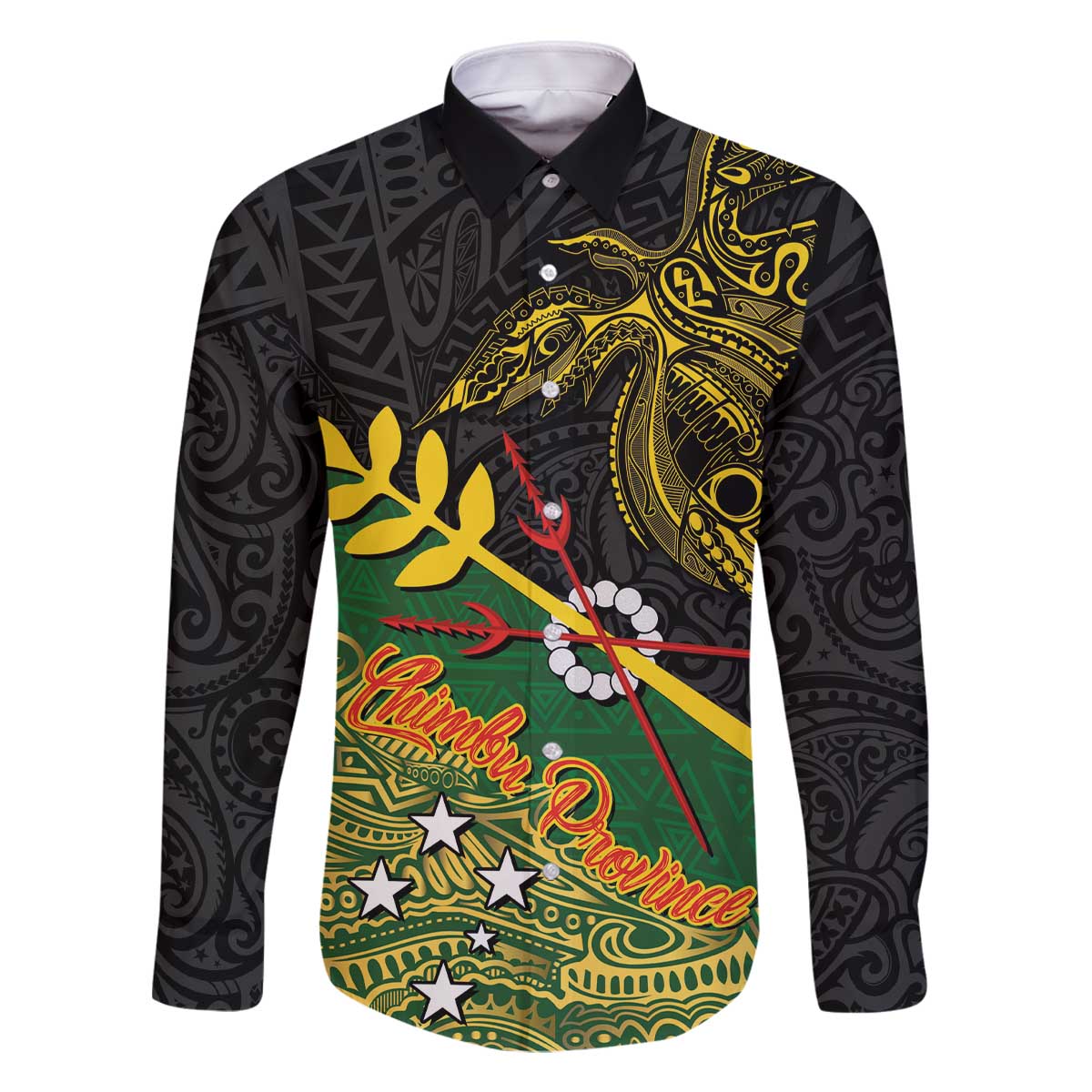 Personalized Chimpu Province Papua New Guinea Family Matching Off The Shoulder Long Sleeve Dress and Hawaiian Shirt Bird-of-paradise Art Tattoo and Melanesian Motifs - Polynesian Pride