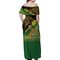 Personalized Chimpu Province Papua New Guinea Family Matching Off Shoulder Maxi Dress and Hawaiian Shirt Bird-of-paradise Art Tattoo and Melanesian Motifs - Polynesian Pride