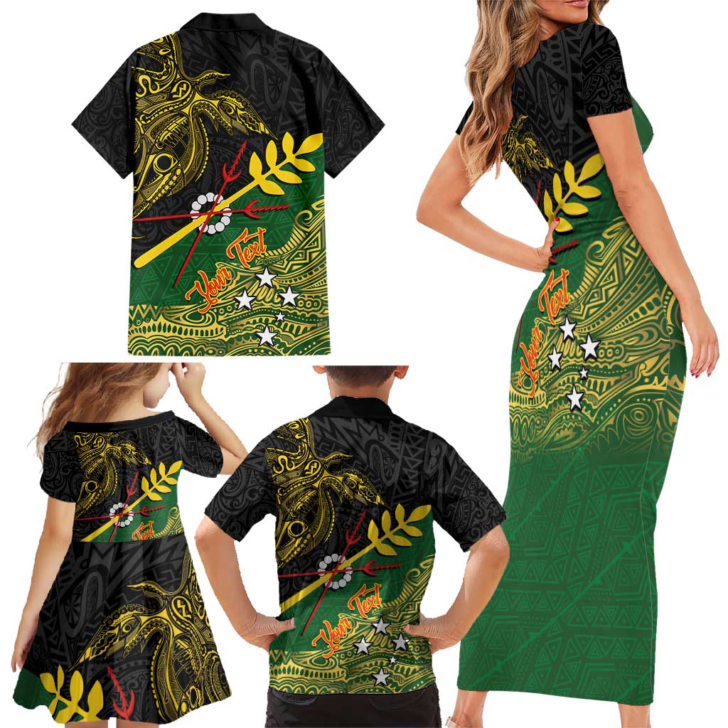 Personalized Chimpu Province Papua New Guinea Family Matching Short Sleeve Bodycon Dress and Hawaiian Shirt Bird-of-paradise Art Tattoo and Melanesian Motifs - Polynesian Pride