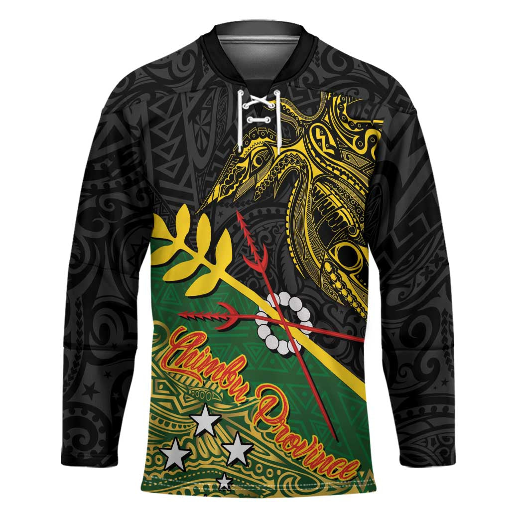 Personalized Chimpu Province Papua New Guinea Hockey Jersey Bird-of-paradise Art Tattoo and Melanesian Motifs - Polynesian Pride