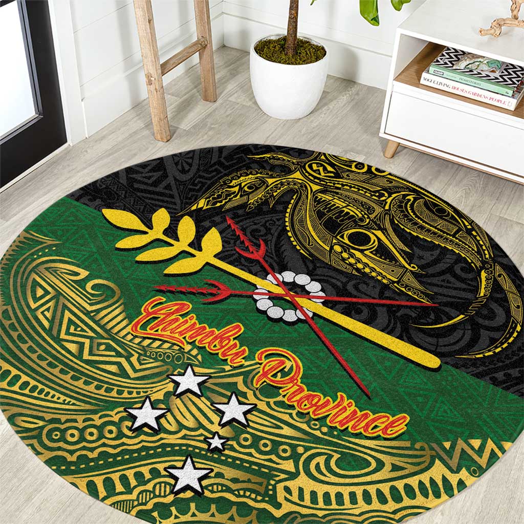 Chimpu Province Papua New Guinea Round Carpet Bird-of-paradise Art Tattoo and Melanesian Motifs - Polynesian Pride