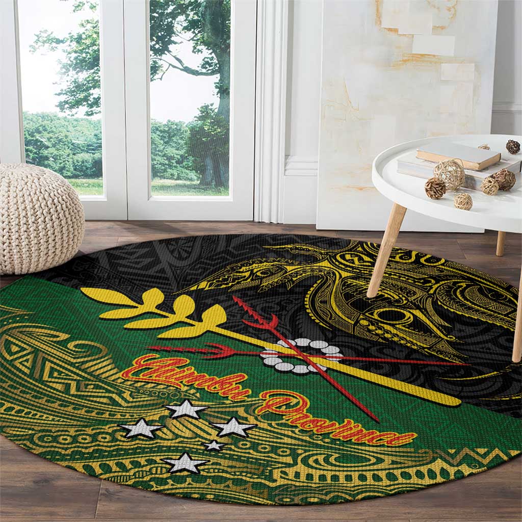 Chimpu Province Papua New Guinea Round Carpet Bird-of-paradise Art Tattoo and Melanesian Motifs - Polynesian Pride