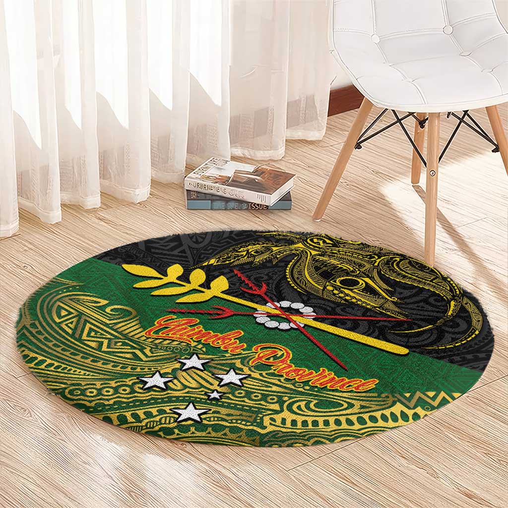 Chimpu Province Papua New Guinea Round Carpet Bird-of-paradise Art Tattoo and Melanesian Motifs - Polynesian Pride
