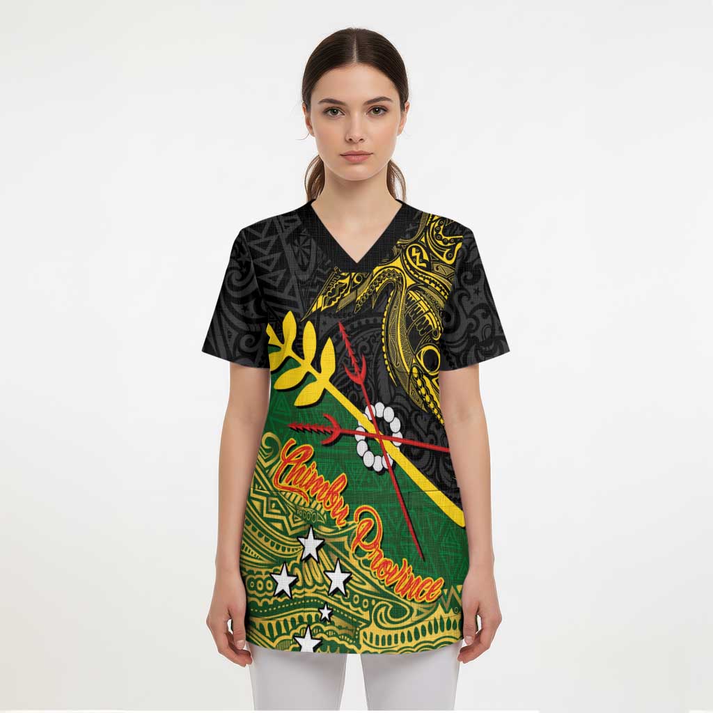 Personalized Chimpu Province Papua New Guinea Scrub Top Bird-of-paradise Art Tattoo and Melanesian Motifs - Polynesian Pride