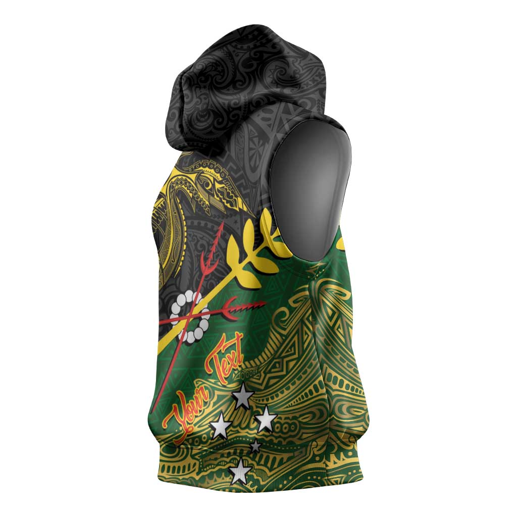 Personalized Chimpu Province Papua New Guinea Sleeveless Hoodie Bird-of-paradise Art Tattoo and Melanesian Motifs - Polynesian Pride