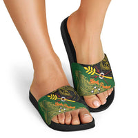 Chimpu Province Papua New Guinea Slide Sandals Bird-of-paradise Art Tattoo and Melanesian Motifs - Polynesian Pride