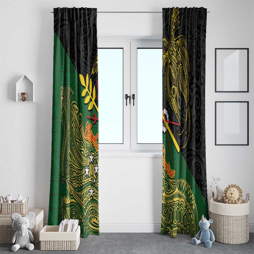 Chimpu Province Papua New Guinea Window Curtain Bird-of-paradise Art Tattoo and Melanesian Motifs - Polynesian Pride