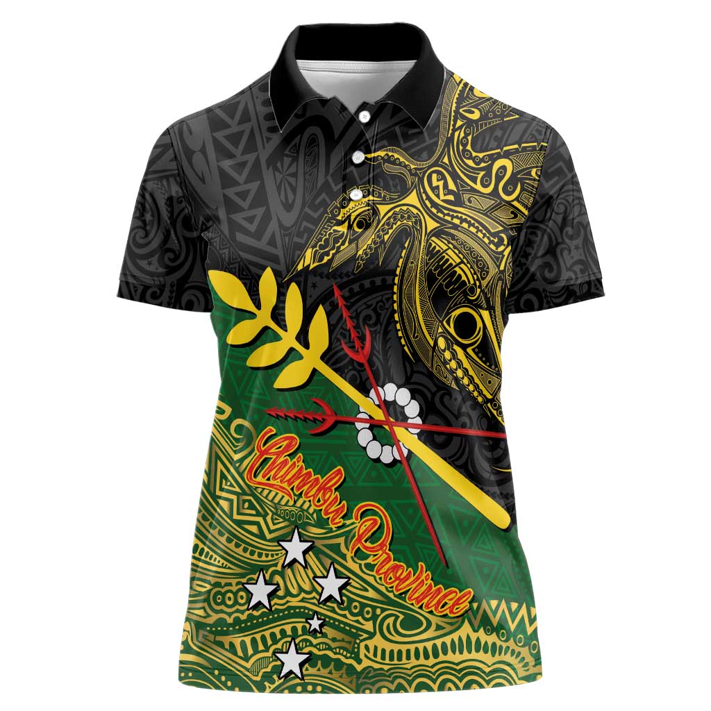 Personalized Chimpu Province Papua New Guinea Women Polo Shirt Bird-of-paradise Art Tattoo and Melanesian Motifs - Polynesian Pride