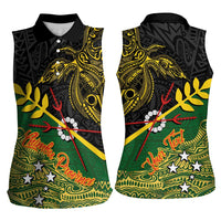 Personalized Chimpu Province Papua New Guinea Women Sleeveless Polo Shirt Bird-of-paradise Art Tattoo and Melanesian Motifs - Polynesian Pride