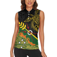 Personalized Chimpu Province Papua New Guinea Women Sleeveless Polo Shirt Bird-of-paradise Art Tattoo and Melanesian Motifs - Polynesian Pride