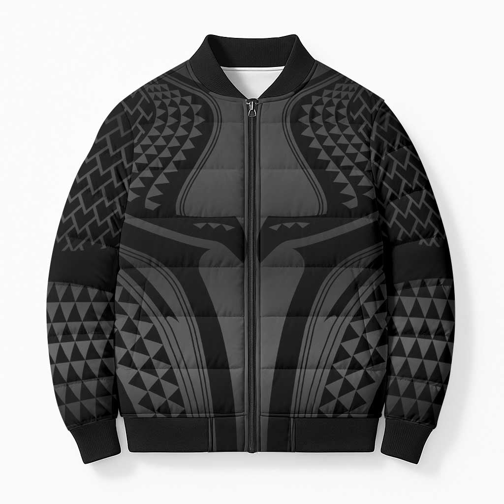 Hawaiian Kakau Art Tattoos Aquaman Style Bomber Puffer Jacket Special Edition LT03 Unisex Black - Polynesian Pride