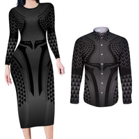 Hawaiian Kakau Art Tattoos Aquaman Style Couples Matching Long Sleeve Bodycon Dress and Long Sleeve Button Shirt Special Edition - Polynesian Pride