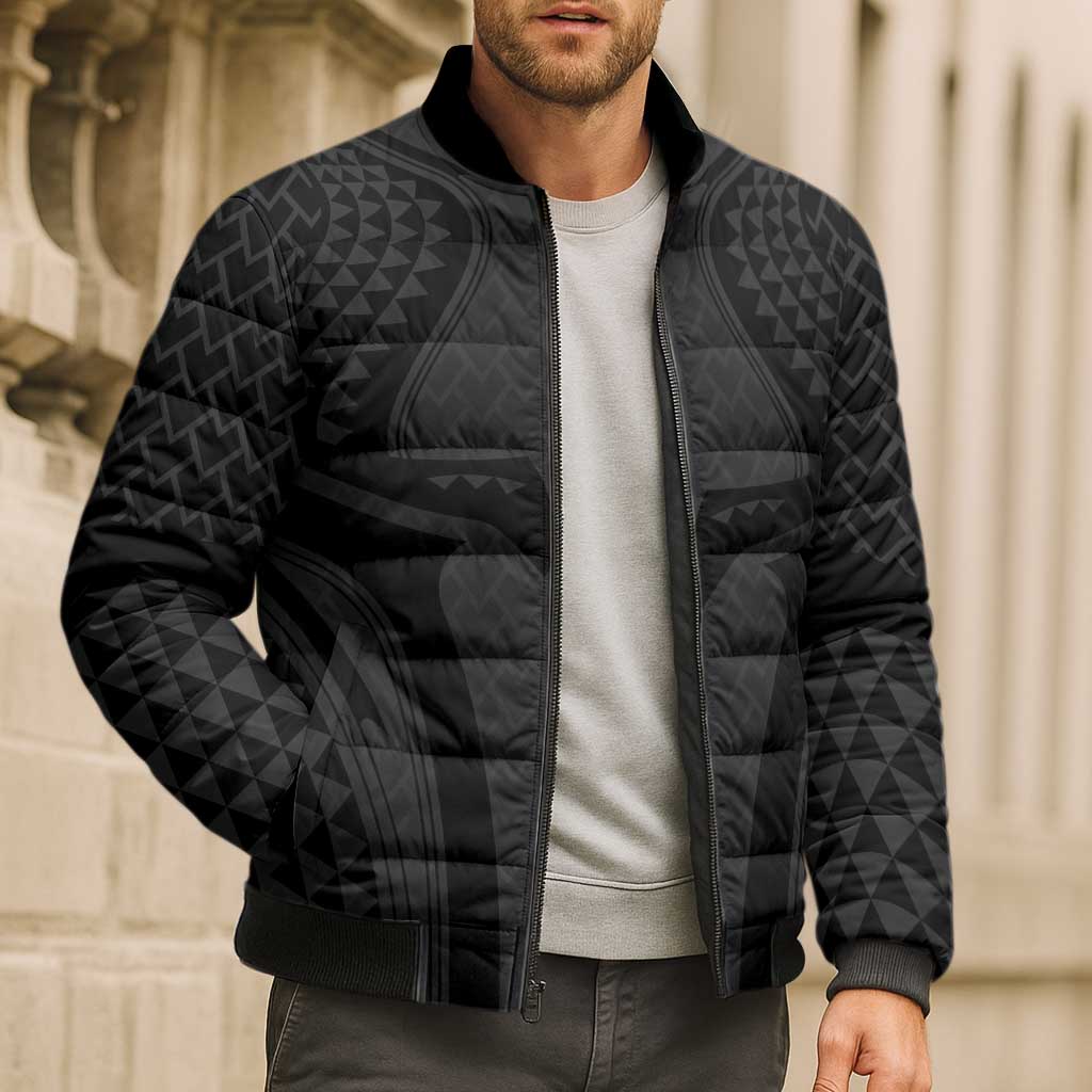 Hawaiian Kakau Art Tattoos Aquaman Style Bomber Puffer Jacket Black Version LT03 - Polynesian Pride