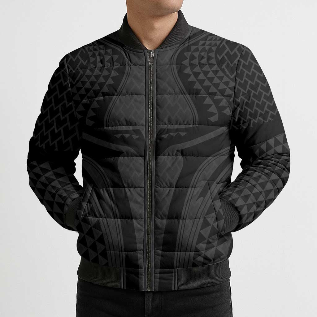 Hawaiian Kakau Art Tattoos Aquaman Style Bomber Puffer Jacket Black Version LT03 - Polynesian Pride