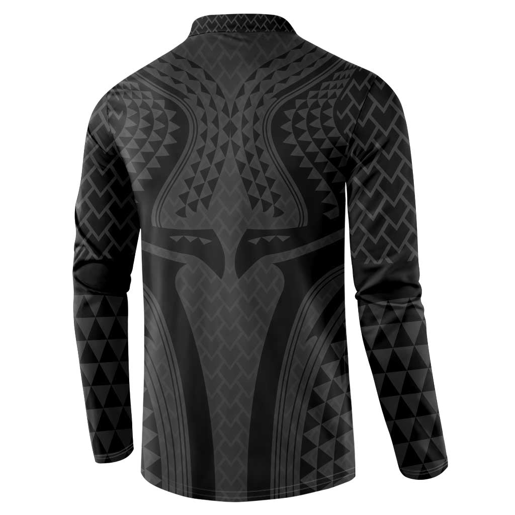 Hawaiian Kakau Art Tattoos Aquaman Style Button Sweatshirt Black Version - Polynesian Pride