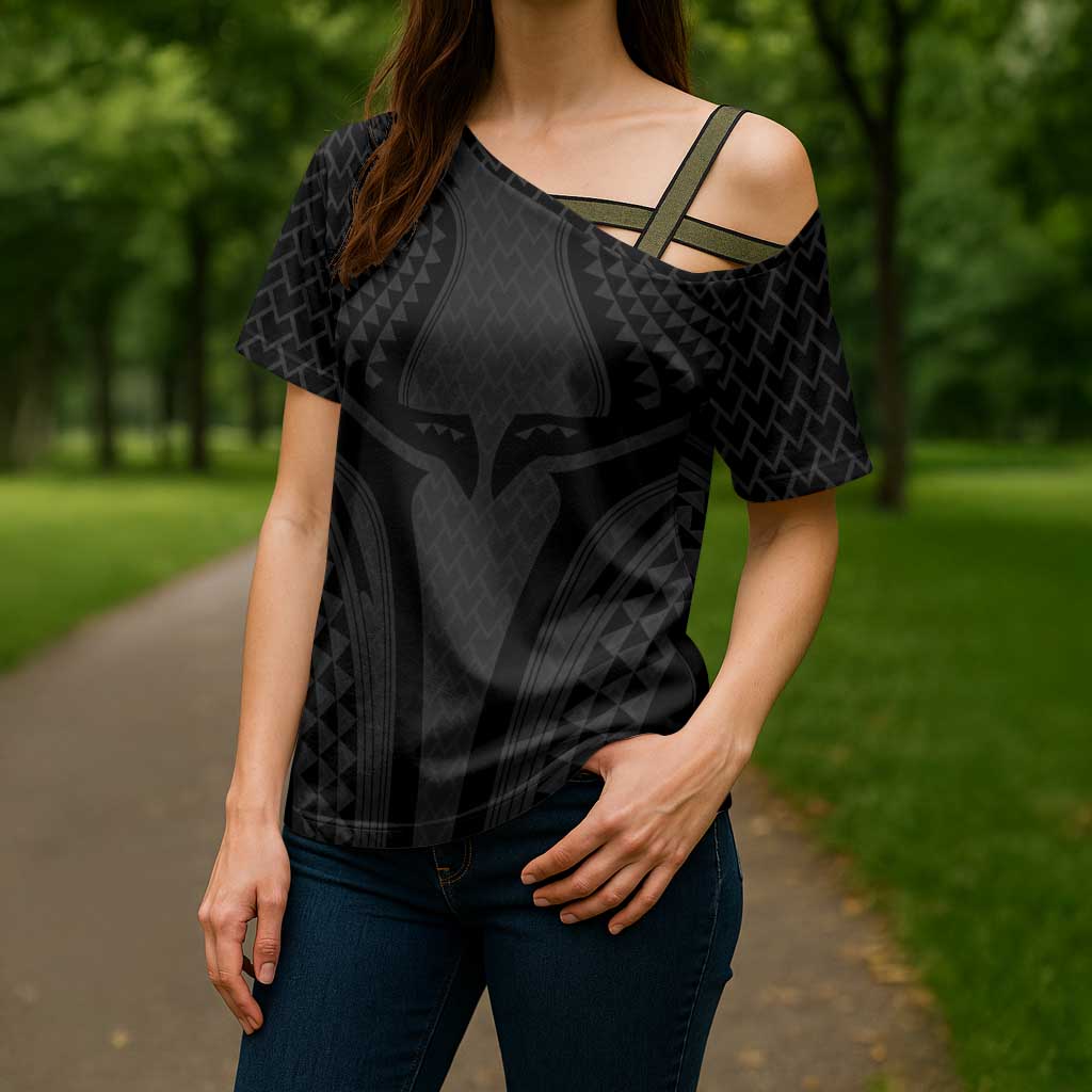 Hawaiian Kakau Art Tattoos Aquaman Style Cross Shoulder Shirt Black Version LT03 - Polynesian Pride